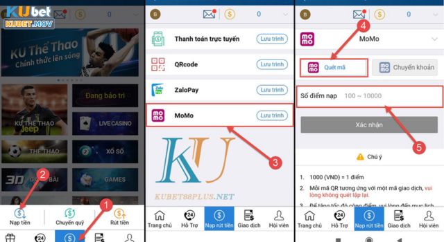 Nạp tiền KUBET qua ví Momo nhanh chóng